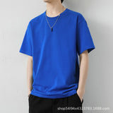 GOOSUDU Small Sweet Potato Popular Heavy Cotton Short-Sleeved T-shirt Men's and Women's Loose Solid Color Men's round Neck White T Menswear T-shirt Summer