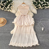 light luxury high-end sleeveless dress women's summer lotus leaf edge waist temperament niche chic beautiful long dress