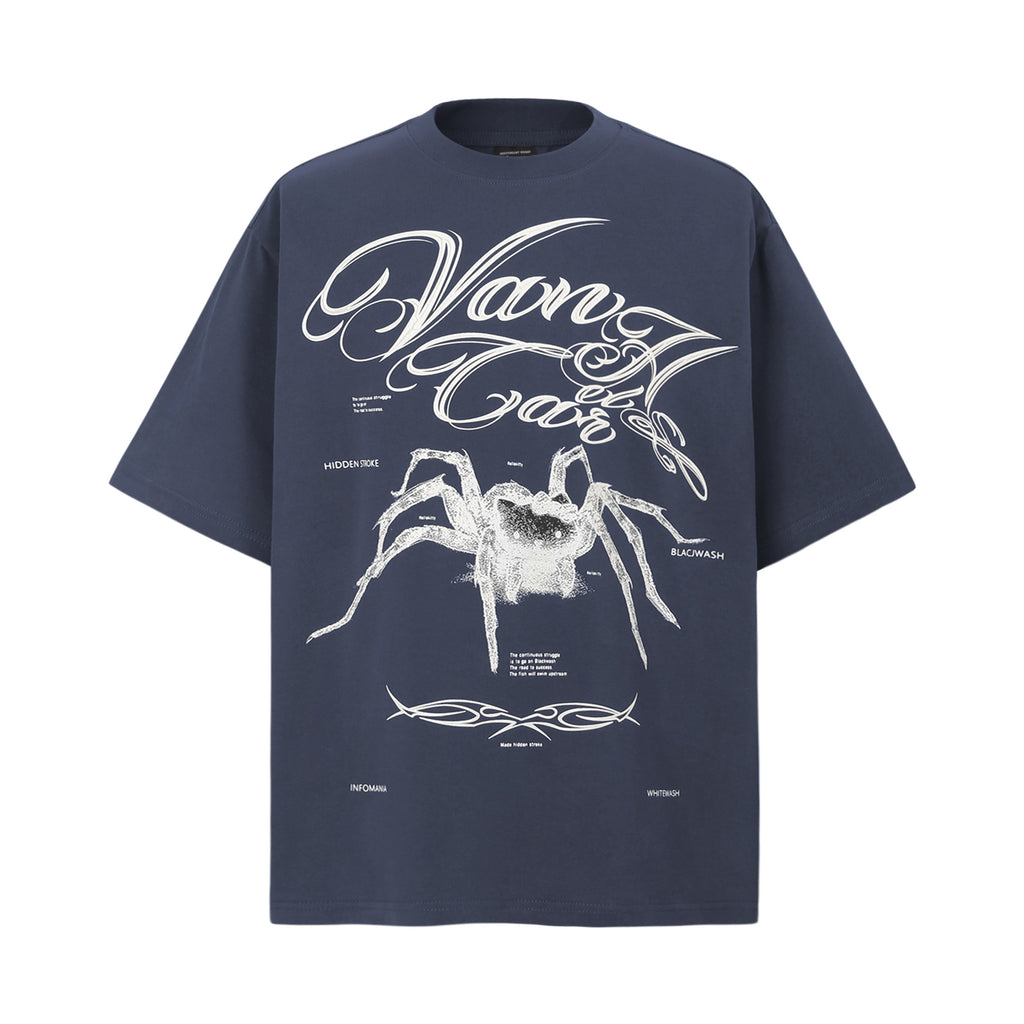 2025 9502 2025n Street 2025 Summer Spider Pattern Design Men's Loose Premium Sense Neutral Short Sleeve T-Shirt