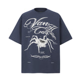 2025 9502 2025n Street 2025 Summer Spider Pattern Design Men's Loose Premium Sense Neutral Short Sleeve T-Shirt