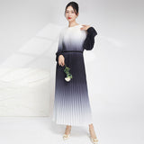 2025 2025 New Popular trade gradual change dress fashion women's loose lace-up thin temperament elegant dress long dress women