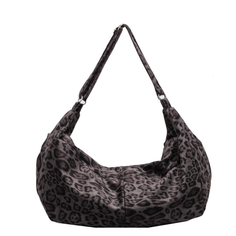 GOOSUDU 2025 Retro leopard print tote bag women's popular new commuter messenger bag large capacity premium texture portable shoulder bag