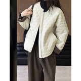 2025 popular autumn new jacket high-end rhombus plaid loose simple versatile cotton clothes 9977-1