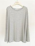 2025 ES MODISH Spring New Product Premium Versatile Knitted Top Loose Casual Stripe Long Sleeve Tencel T-Shirt Girls