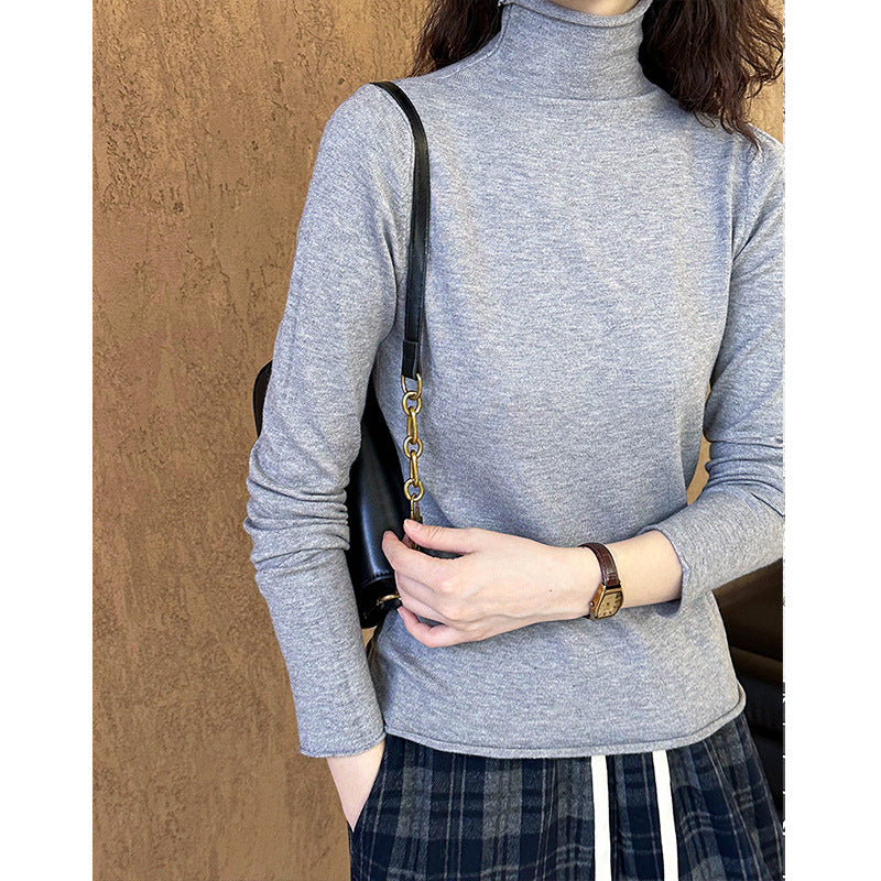 2025 popular autumn new top Korean version semi-turtleneck knitted sweater with semi-turtleneck bottoming shirt 909-2
