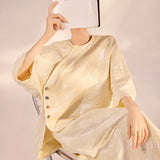 Spring and summer  new Chinese texture fashion loose design touching silk top skirt national style suit women N3016