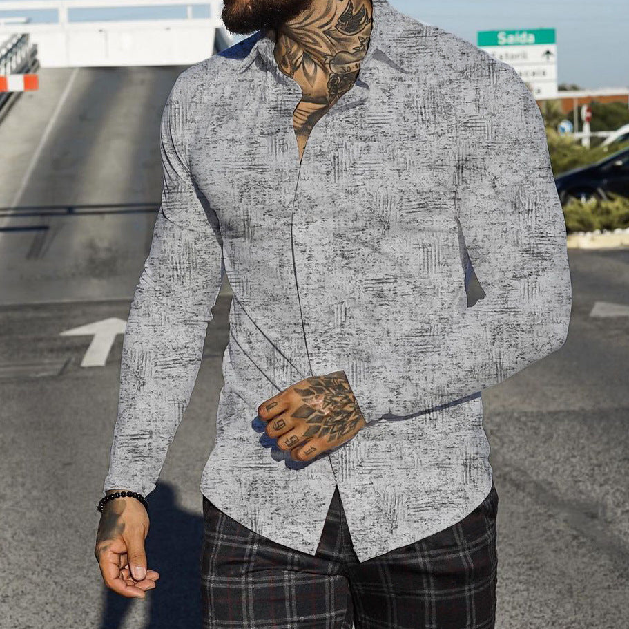 GOOSUDU New  EBay  European and American Men's Shirt 3D Printed Fashion Individual Casual Long Sleeve Shirt Men