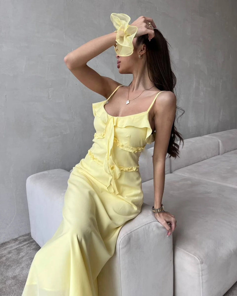 Spice Girls  Summer New Fairy Wind Fungus Edge Suspender  Pure Desire Dress ins Wind