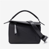 2025 popular new handbag geometric splicing pillow bag lychee pattern messenger bag fashionable and lightweight large-capacity doctor bag