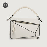2025 popular new handbag geometric splicing pillow bag lychee pattern messenger bag fashionable and lightweight large-capacity doctor bag