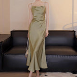 Style Temperament Sling Dress Women's High-Quality Summer 2025 New High-End Exquisite Waist-Slimming Long Dress