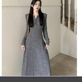 2025 Autumn  slim-fit knitted sweater long-sleeved dress women's clothing popular autumn and winter new small long dress