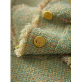 2025 Spring and Autumn Xiaoxiangfeng Jacket  New Autumn Clothing Color-woven Tweed Short Top Women's Green Spring Wholesale