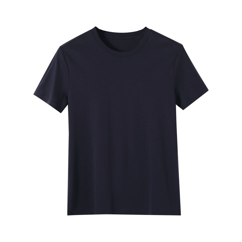 GOOSUDU 100 Cotton White Short Sleeve T-shirt Men's Summer  round Neck Shoulder Half Sleeve Cool Breathable Mercerized Cotton Top