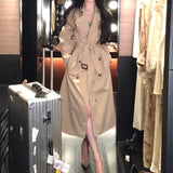 2025 popular autumn new classic senior commuter casual loose lazy style khaki long waist trench coat