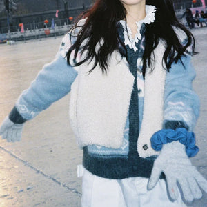 2025 Zhang Ruonan has the same style, retro loose knitted sweater jacket, lazy and thickened in autumn and winter, new cardigan in winter.