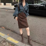2025 popular autumn new leopard print skirt fashionable versatile women's retro printing autumn and winter casual temperament