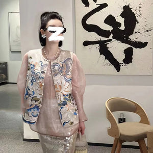 New Chinese style embroidered shirt base 2025 spring new breathable high-end temperament long-sleeved top M3070