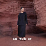 2025 ES MODISH spring new retro style solid color round neck pullover shirt + pleated skirt suit for girls