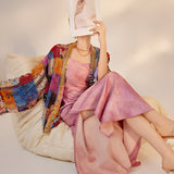 summer new Chinese style silk suspender dress female retro celebrity slim-fit hip-wrapped long dress M6055