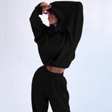 GOOSUDU New autumn and winter new corduroy solid color round neck pullover long sleeve two-piece suit fashionable casual trousers suit women