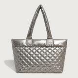 GOOSUDU 2025 Autumn new Xiaoxiangfeng diamond tote bag women's large-capacity air-feeling down bag commuter shoulder armpit bag