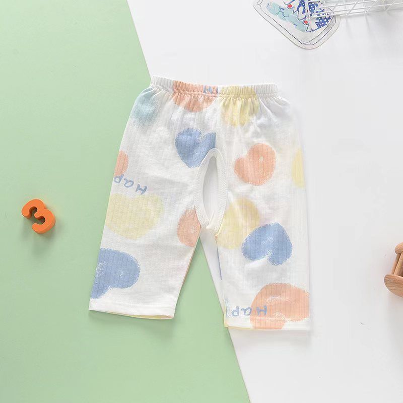 Baby Open-Seat Pants Cotton Thin Baby Cropped Pants Pajama Pants Children's Air Conditioning Pants Summer Loose Breathable Pants
