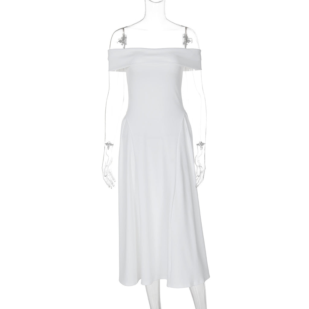 GOOSUDU  New autumn popular women's dress sexy one-word shoulder short zipper temperament big swing dress women