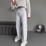 summer new sweet and spicy style high waist straight trousers split trousers New  jeans Spice Girls