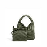 2025 New trendy retro child and mother bag New portable single shoulder diagonal span woven bag large capacity vegetable basket bucket bag