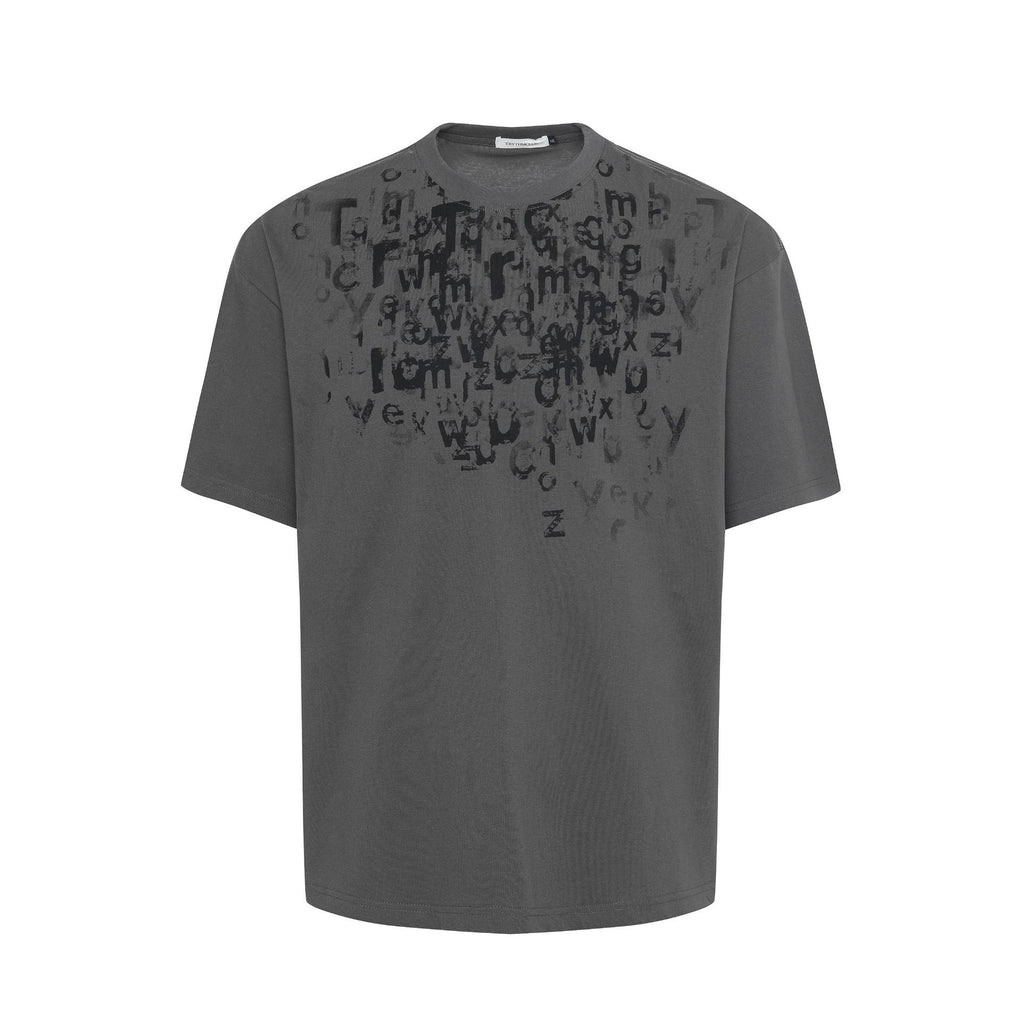 2025 27174 2025n Street 2025 Summer Trend Garbled Figure High Sense Small Collar Design Men's Loose Short Sleeve T-Shirt