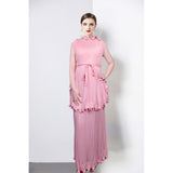 light luxury high-end sleeveless dress women's summer lotus leaf edge waist temperament niche chic beautiful long dress