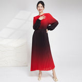 2025 2025 New Popular trade gradual change dress fashion women's loose lace-up thin temperament elegant dress long dress women