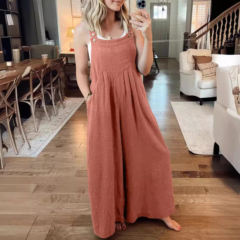 GOOSUDU New Cross-Border HOTan and NEWn Wish Independent Station Women's Clothing Innovative Cotton and Linen Loose Casual One-Piece Wide-Leg Suspender Pants