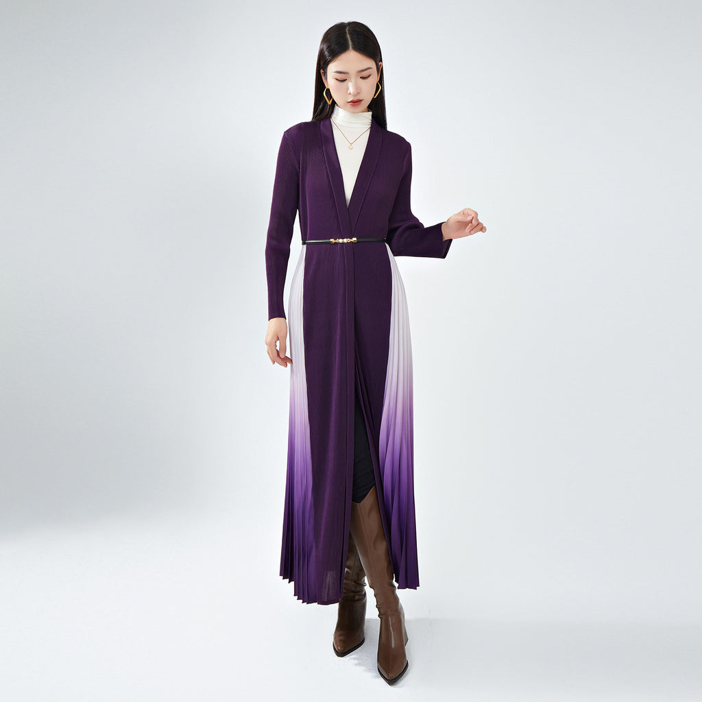 2025 Maillard trench coat long women's high-end feeling royal sister wind coat hanging feeling women's clothing irregular gradual change splicing coat