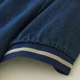 First-line brand withdrawal tail goods retro a-word denim dress thin loose short-sleeved shirt medium and long skirt