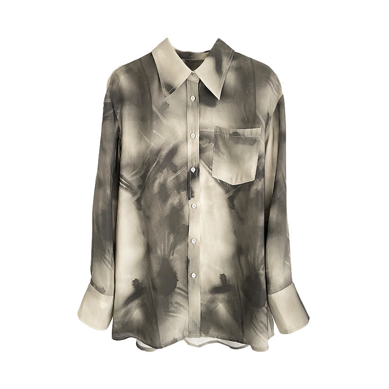 2025 ES MODISH spring new temperament  retro sudden long-sleeved shirt jacket women's loose and thin top