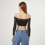 GOOSUDU 2025 AC008 summer New   independent station popular women's clothing one-word collar perspective chest wrap short top