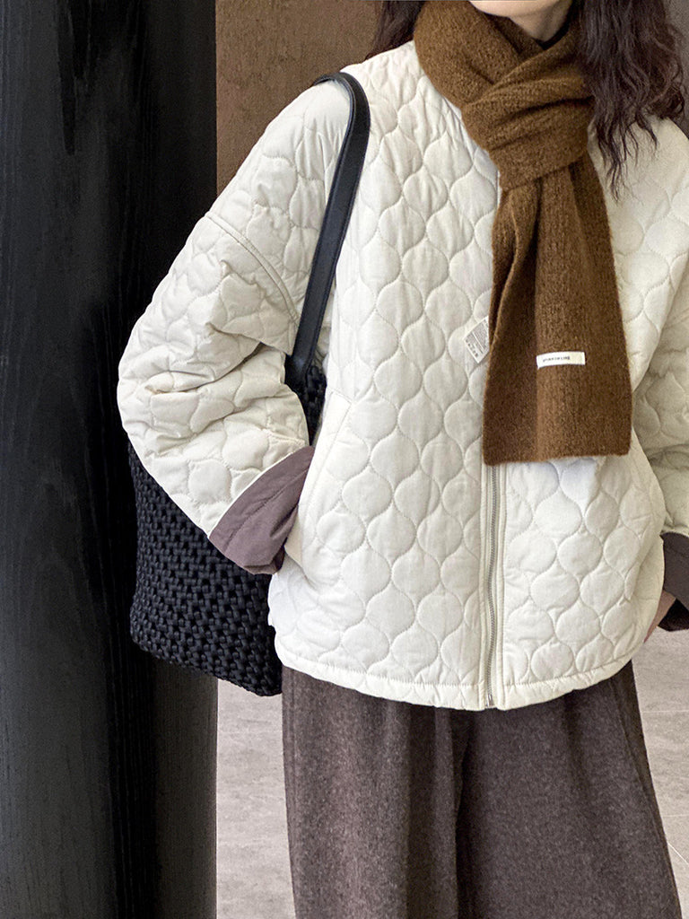 2025 popular autumn new jacket high-end rhombus plaid loose simple versatile cotton clothes 9977-1