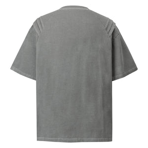 2025 9512 2025n Street 2025 Summer Irregular Design Deconstruction Men's Washed Premium Sense Neutral Short Sleeve T-Shirt