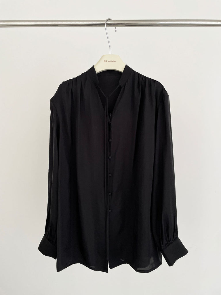 2025 ES MODISH Spring New Product National Style Niche Button Loose Casual Girls Long Sleeve Shirt (with Collar Rope)