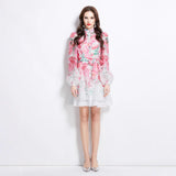 summer new  Popular trade  vacation watercolor flower print short dress