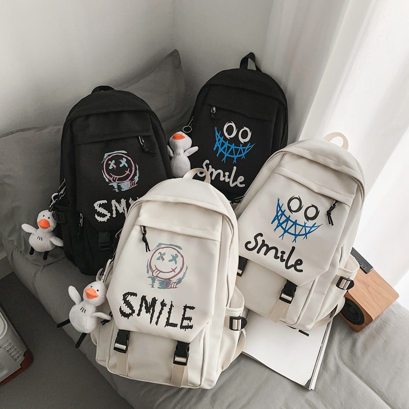 Wholesale Women's Double Backpack Popular Men's Backpack Letters Solid Color Junior High School High School Student Bag Ins Style Fashion