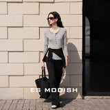 2025 ES MODISH spring new product casual and thin horizontal striped long-sleeved T-shirt button design outer wear pullover knitted sweater