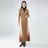 2025 Maillard trench coat long women's high-end feeling royal sister wind coat hanging feeling women's clothing irregular gradual change splicing coat