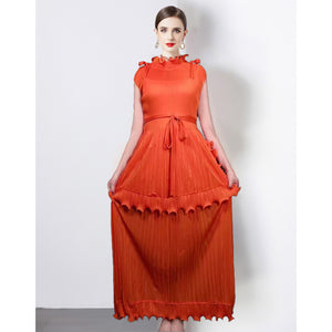 light luxury high-end sleeveless dress women's summer lotus leaf edge waist temperament niche chic beautiful long dress