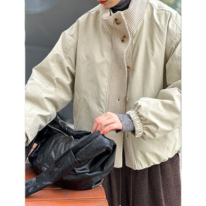 2025 popular winter new Korean retro temperament loose white duck down zipper down jacket 999-1