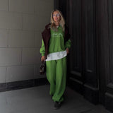 New spring and autumn new suit long-sleeved semi-zipper solid color loose fashion sweater suit