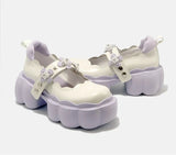 woloong Womens Lolita Flowers Bowknot Gothic Punk Shoes Creepers Pumps Japanese Harajuku Platform Girls Round Toe New