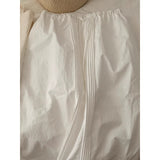 Elastic waist drawstring, medium and long skirt in pure cotton cloth, women's spring thin fungus edge A-shaped skirt, unique and beautiful skirt